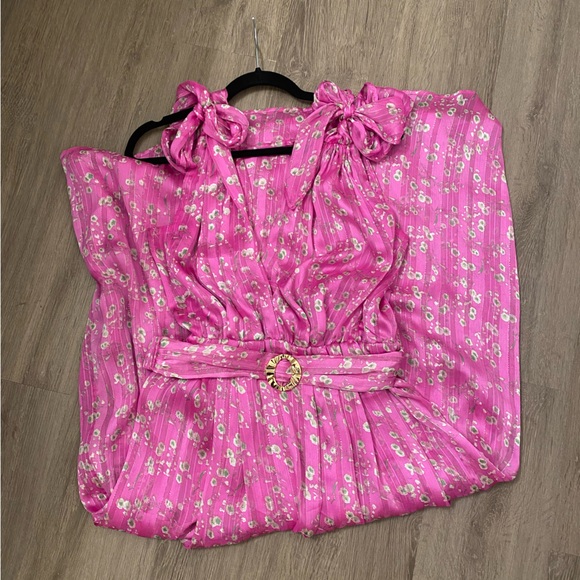 Sabina Musayev Terranova/Kimber Floral Chiffon Midi Dress - Large, Fuchsia/Pink - Picture 2 of 15